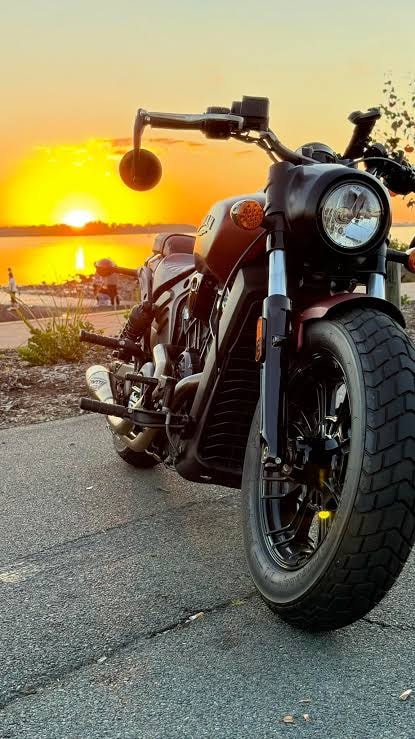Indian motorcycle at sunset over Table Rock Lake