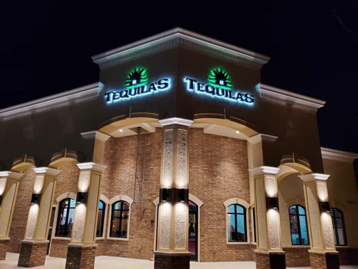 Tequila's Restaurant illuminated exterior at night