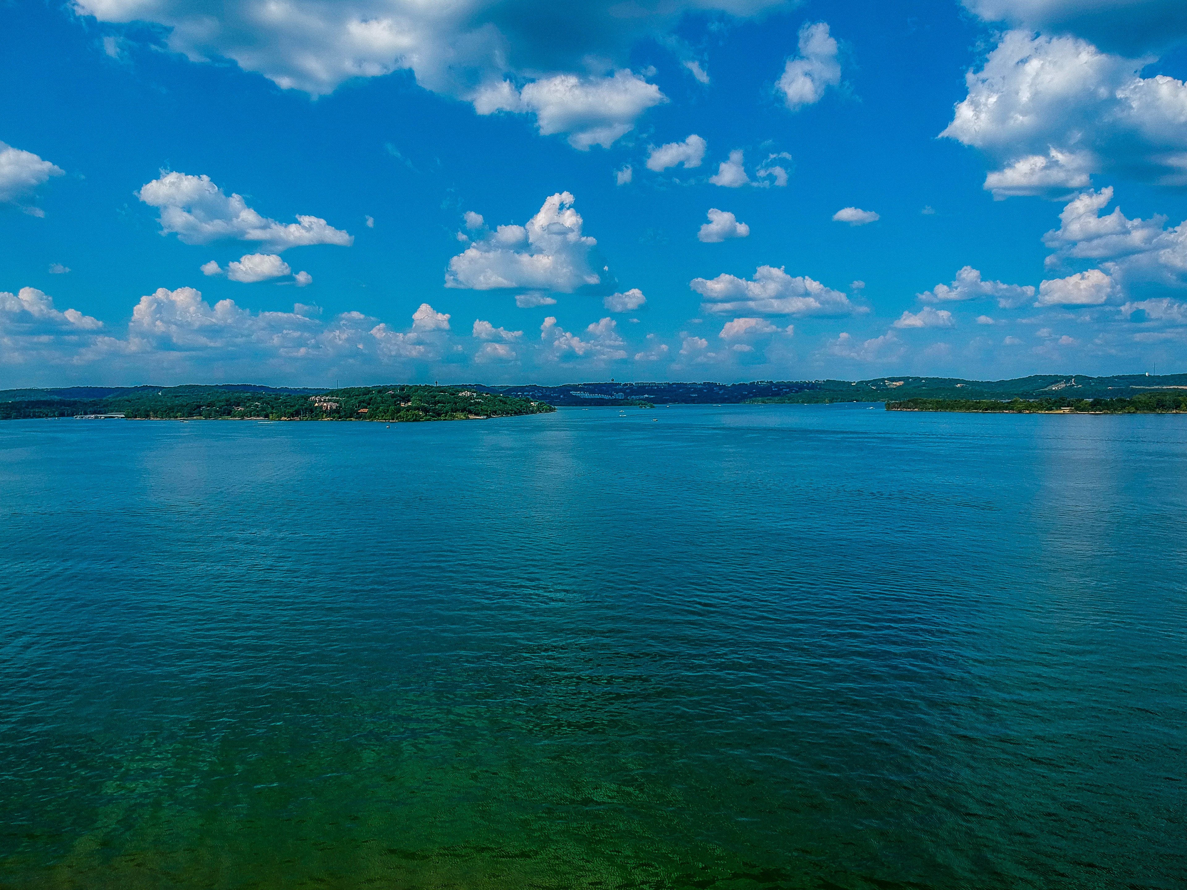 Aerial view of Table Rock Lake on a sunny day