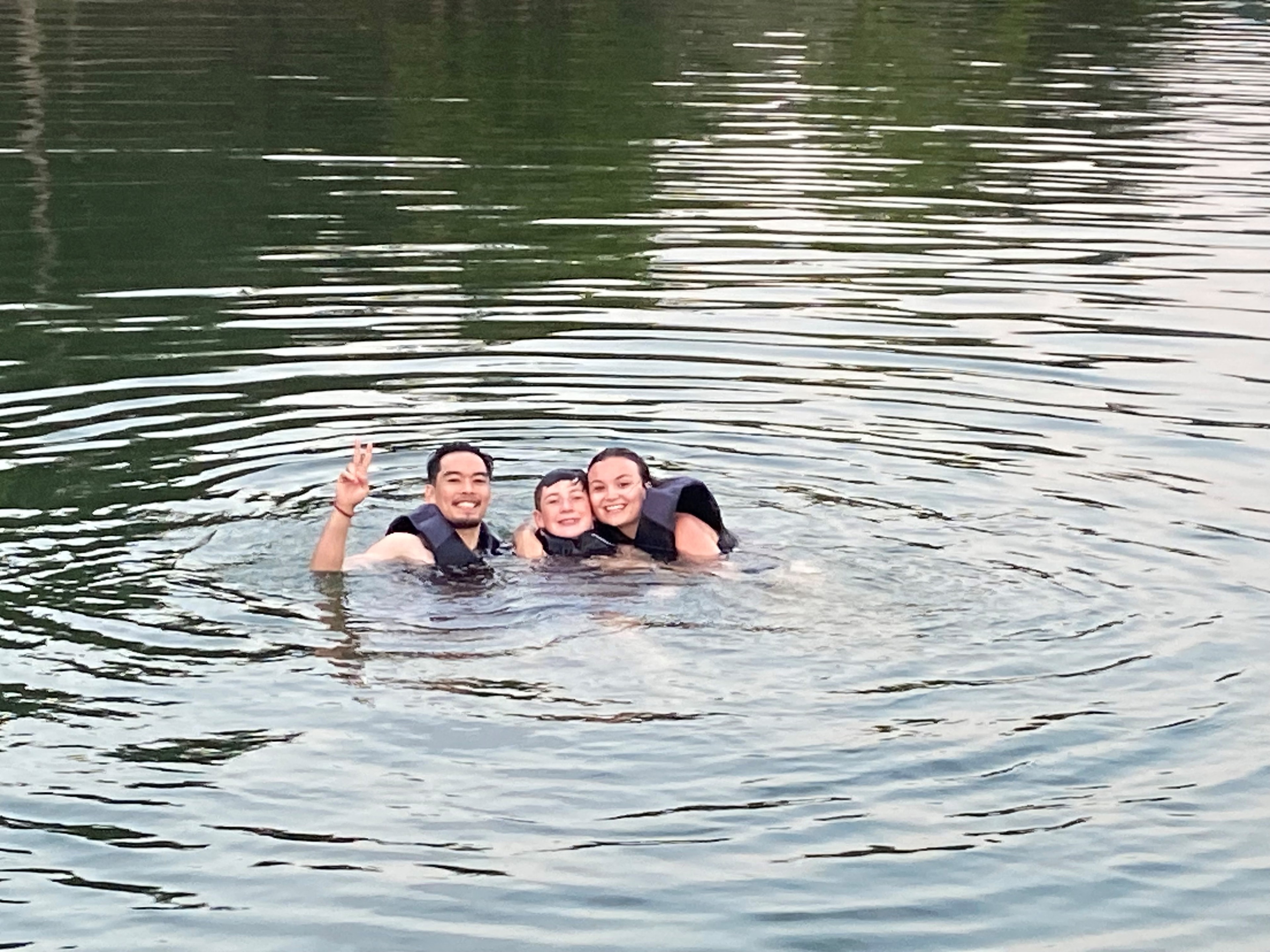 Family swimming in Table Rock Lake